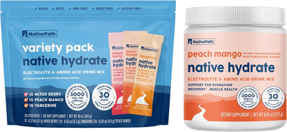 NativePath Hydrate Variety Stick Packs and Peach Mango Hydrate Jar Bundle