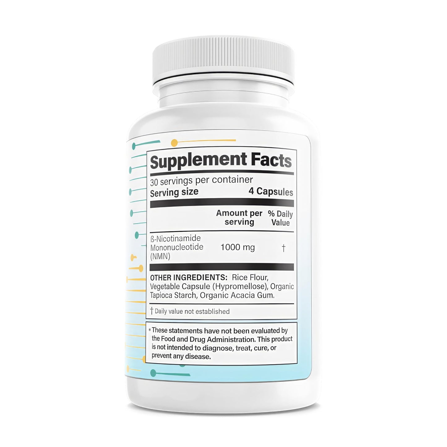 NMN 1000mg – 99%+ Pure, Stabilized & Third-Party Tested Nicotinamide Mononucleotide – NAD+ Booster for Energy & Healthy Aging – No Magnesium Stearate, Vegan, GMP Made in USA – 120 Capsules