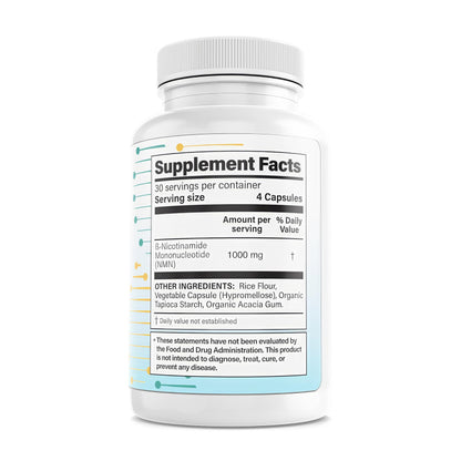 NMN 1000mg – 99%+ Pure, Stabilized & Third-Party Tested Nicotinamide Mononucleotide – NAD+ Booster for Energy & Healthy Aging – No Magnesium Stearate, Vegan, GMP Made in USA – 120 Capsules