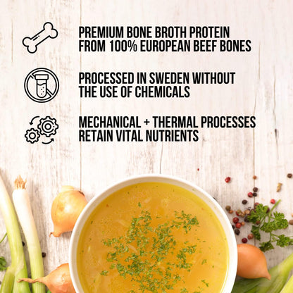 NAKED Bone Broth - Beef Bone Broth Protein Powder - 21G Protein, 17G Collagen - Gut Health and Joint Supplement - Unflavored - No GMO, Gluten-Free, Soy Free - 1LB