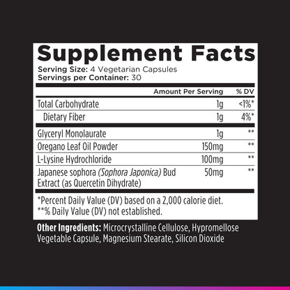 Livingood Daily Immune Support Supplement, 4-in-1 Formula with Oregano Oil, Monolaurin, L Lysine & Quercetin, Gut & Digestive Health, Gluten Free, Vegan, Non GMO, Allergen Free, 120 Capsules