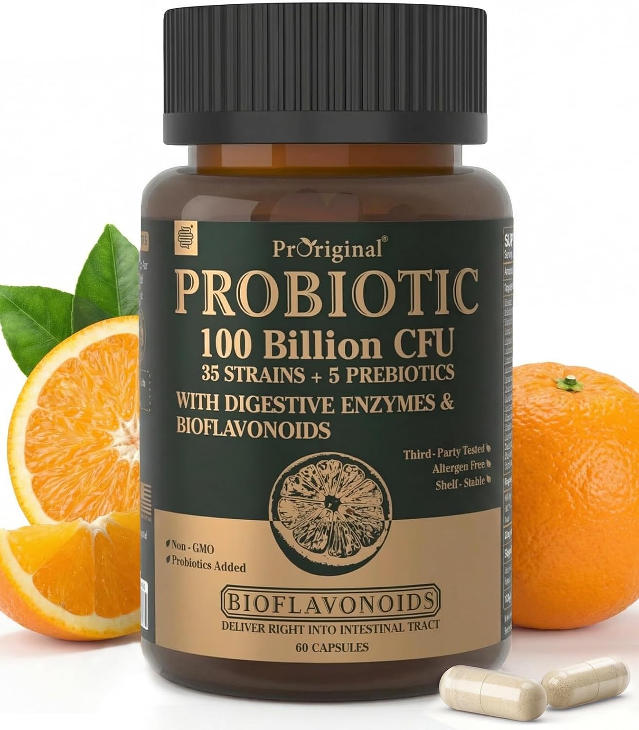 Probiotics with Prebiotics for Men and Women - 35 Strains Probiotics 100 Billion CFU for Gut & Digestive Health, Vegan Acidophilus Probiotic Supplement, Non-GMO Raw Probiotic 60 Capsules