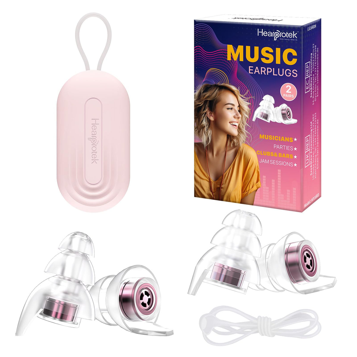 Hearprotek Concert Ear Plugs, 2Pairs Reusable high Fidelity Musician Ear Plugs
