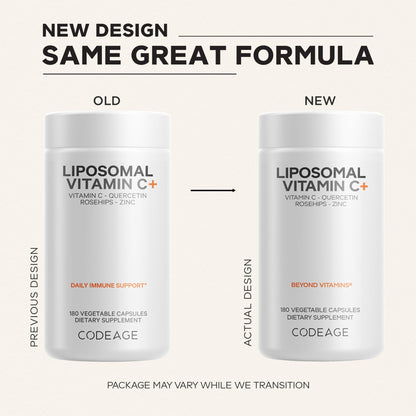 Codeage Liposomal Vitamin C 1500mg with Zinc, Elderberry, Citrus Bioflavonoids Grapefruit, Lemon, Orange Powder, Quercetin & Rose Hips Fruit – Vegan Supplement - Non-GMO, Vegan Pills, 180 Capsules
