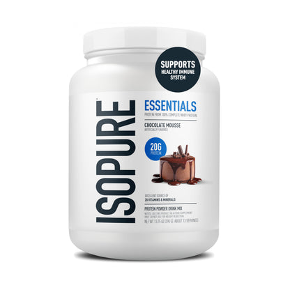 Isopure Essentials 100% Whey Protein Powder, with Vitamins, 20g Protein Per Serving, Unflavored, 13 Servings (Pack of 1)