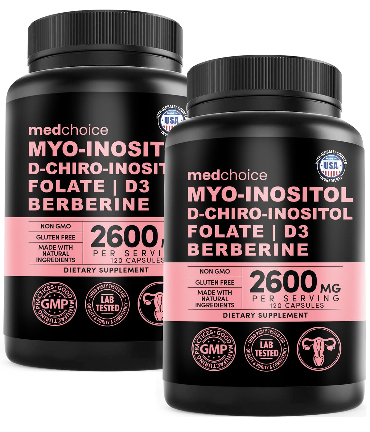 MEDCHOICE Myo-Inositol 40:1 Supplement with Folate, Vitamin D3, 120 ct