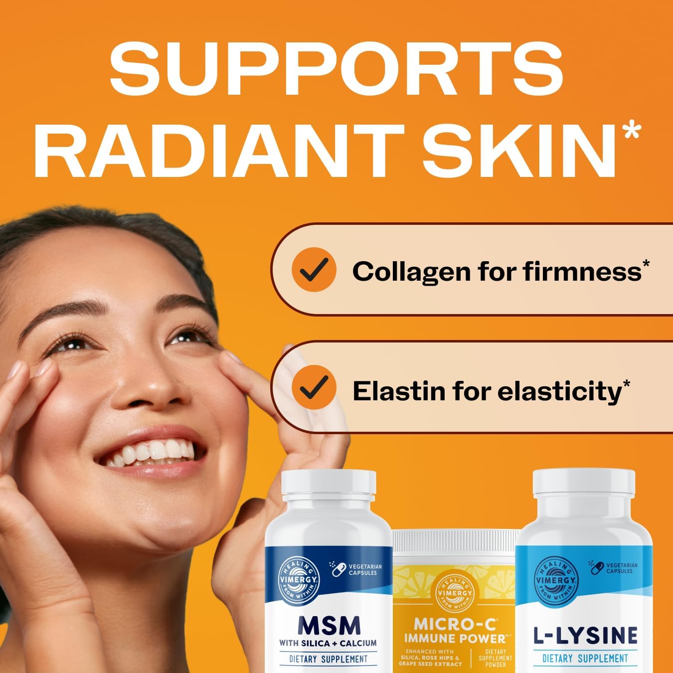 Vimergy Collagen Replenish Kit – Collagen Support Supplement with MSM, Lysine & Micro-C Immune Power™ (Vitamin C) – Supports Hair, Skin & Nails, Keratin & Elastin*