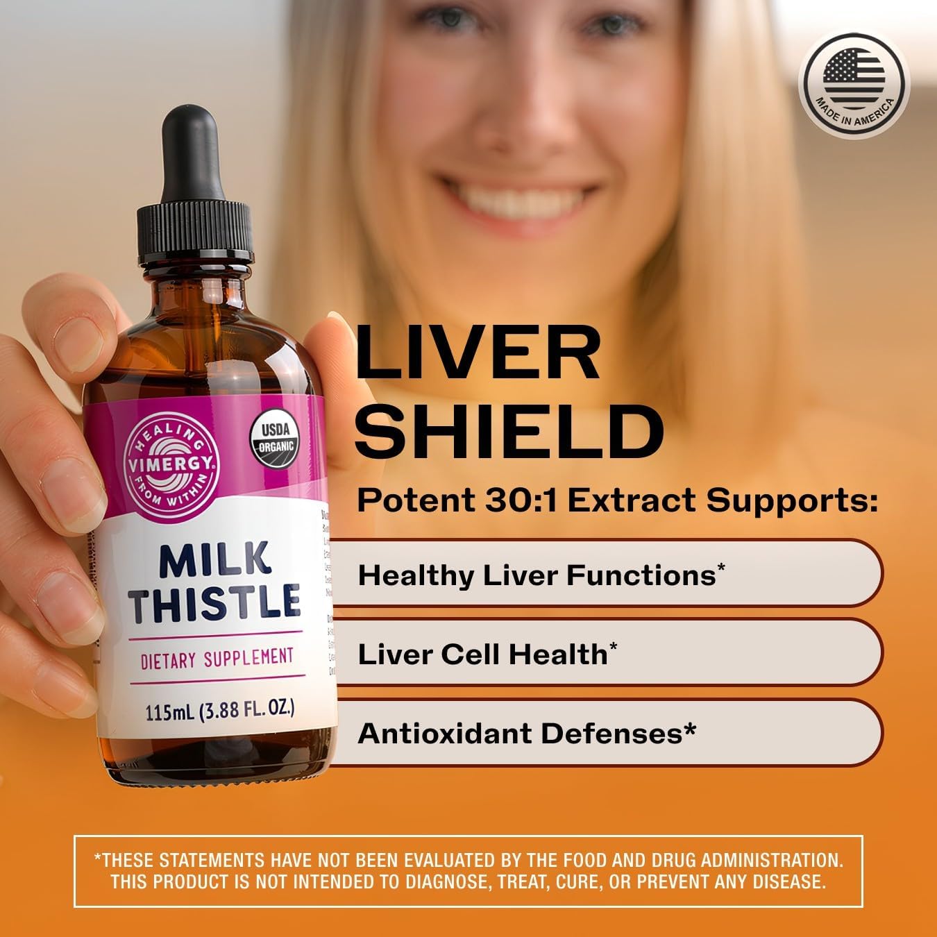 Vimergy Milk Thistle – Supports Liver Function* 57 2mL (2 Droppers or 44-48 Drops) Servings (110mg Extract Per Serving) for Healthy Digestion* – USDA Organic, Vegan, Gluten-Free – 115 mL