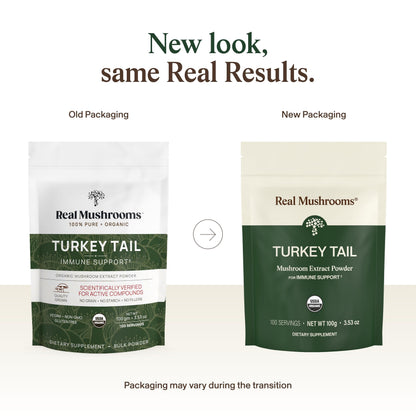 Real Mushrooms Turkey Tail Mushroom Powder – Organic Mushroom Extract for Daily Wellness Gut Harmony, & Energy Support with Beta Glucans – Vegan, Non-GMO, 45 Servings Functional Supplement