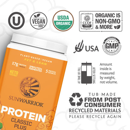 Sunwarrior Classic Plus Chocolate Protein Powder 30 Servings & Creatine Monohydrate