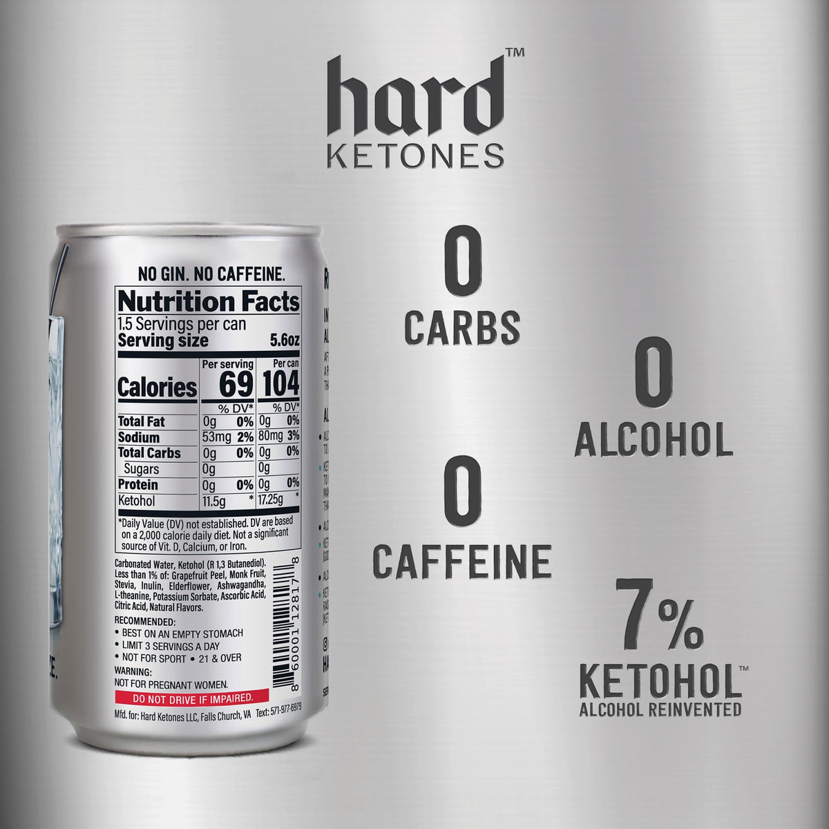 Hard Ketones G&T | 0.0% Alcohol Alternative with 7% Ketohol | 12 Pack, 8.4 Oz Cans