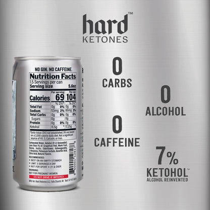 Hard Ketones G&T | 0.0% Alcohol Alternative with 7% Ketohol | 12 Pack, 8.4 Oz Cans