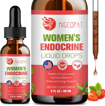 Migcopat Women Endocrine Superfood Supplement Liquid Drops, Supports Healthy Cortisol Levels, Hormonal Balance, Gut Health, Mood, Sleep Support, Multivitamin+Inositols, Rhodiola, DIM