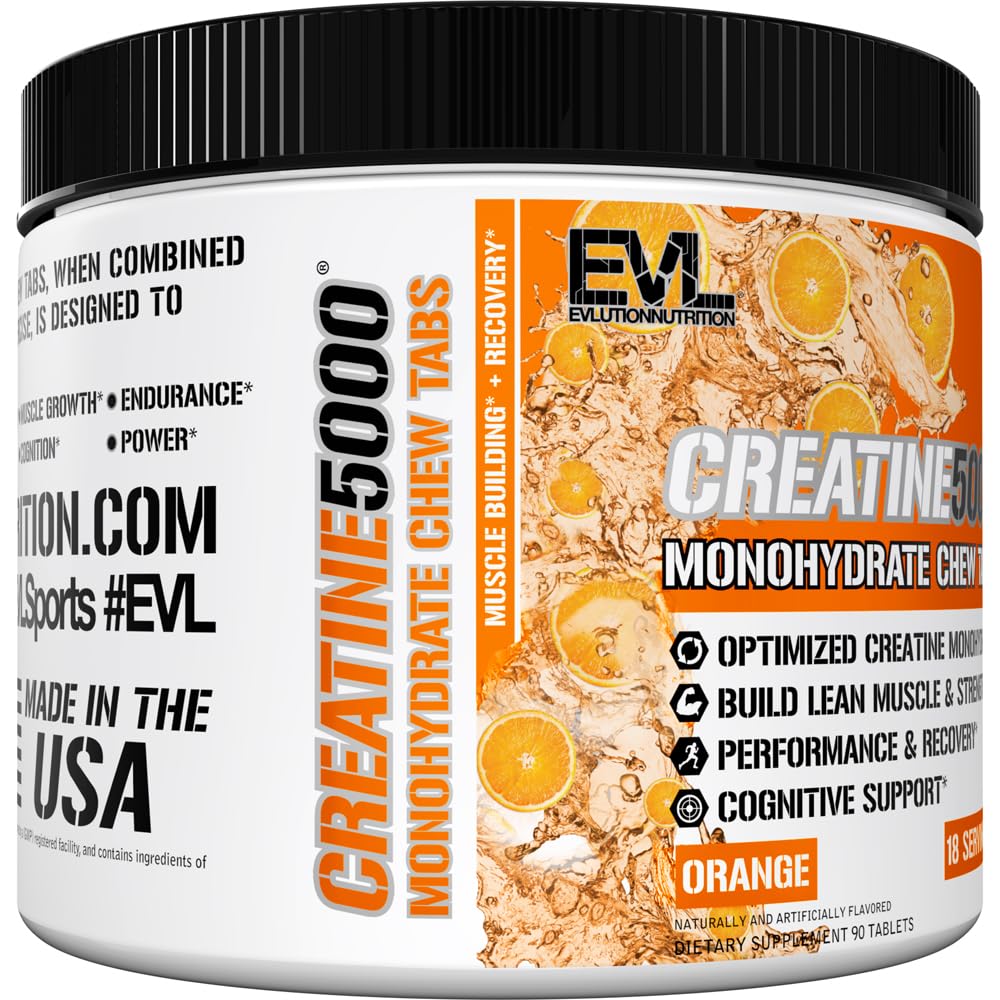 Evlution Nutrition Creatine 5000 - Supports Faster Recovery Lean Muscle Growth & Performance - Pre & Post Workout Powder - 5000mg Pure Creatine Monohydrate Per Serving - 60 Servings - Unflavored