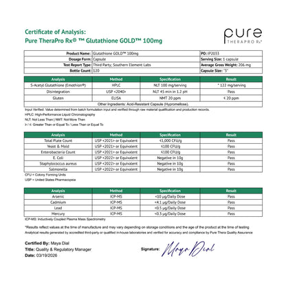 Pure Therapro Rx S-Acetyl Glutathione Gold, Extra-Strength | Patented Acetylated Form of Glutathione (EMOTHION) from Italy | Pharmaceutical Grade | Zero Fillers (60 Capsules (300mg))