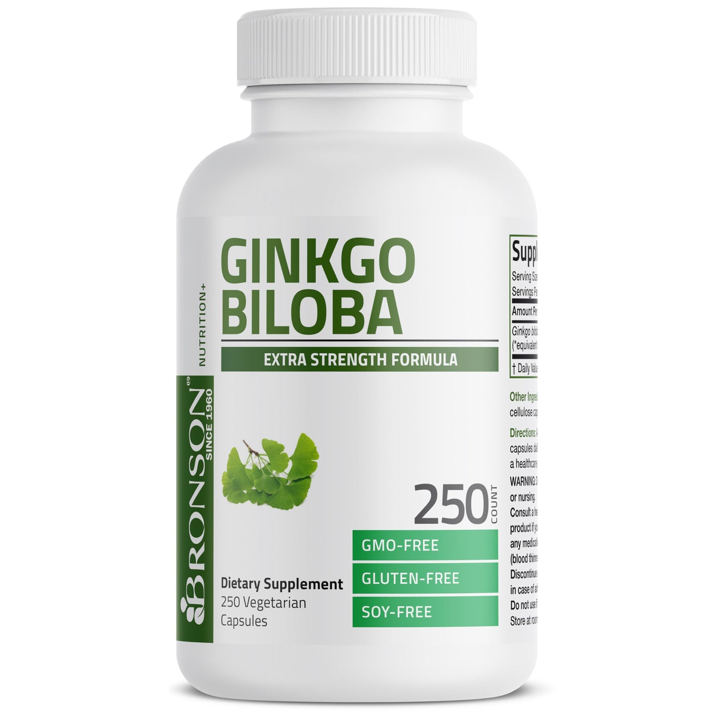Bronson Ginkgo Biloba Extra Strength Brain & Memory Support 120 Capsules | Vegetarian, Non-GMO, Gluten Free, Soy Free, Memory, Cognitive & Brain Health Support