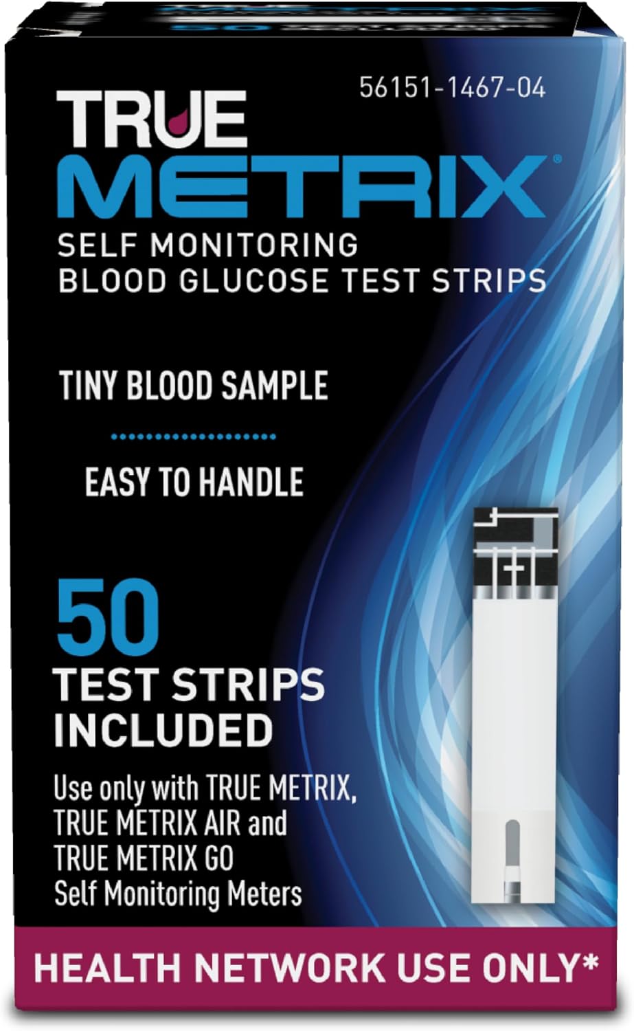 TRUE METRIX Self Monitoring Blood Glucose Test Strips (HNO), 50 Count | Blood Glucose Test Strips Compatible with TRUE METRIX Family of Self Monitoring Blood Glucose Meters, Health Network Only