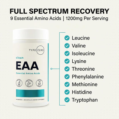 Type Zero Clean EAA (1,200mg) 180 Capsules, 90 Servings, GMO-Free