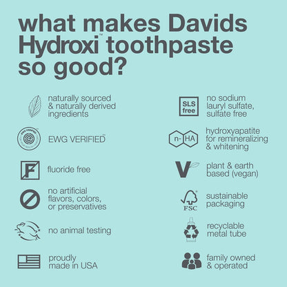 Davids Nano Hydroxyapatite Toothpaste Whitening Enamel Health Spearmint 4oz