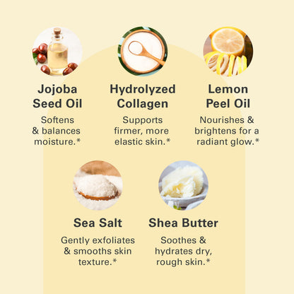 Himalayan Salt Scrub Face Foot & Body Exfoliator Infused with Collagen and Stem Cell Natural Exfoliating Salt Body Scrub for Toning Cellulite Skin Care by M3 Naturals