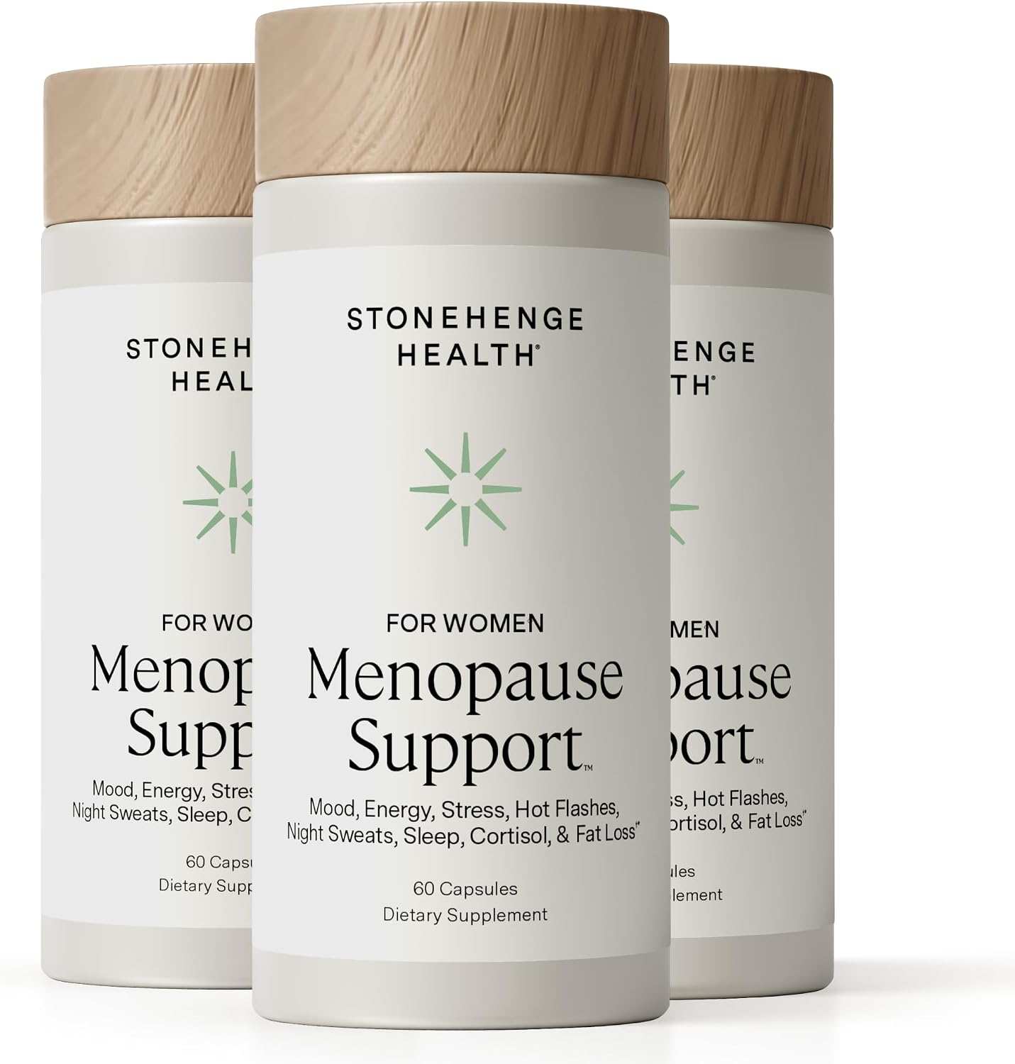 Stonehenge Health for Women Menopause Support for Peri + Menopause + Post - Mood, Energy, Stress, Hot Flashes, Night Sweats, Sleep & Cortisol, Chromax Chromium, Vitamin D3, KSM-66 Ashwagandha (3 Pack)