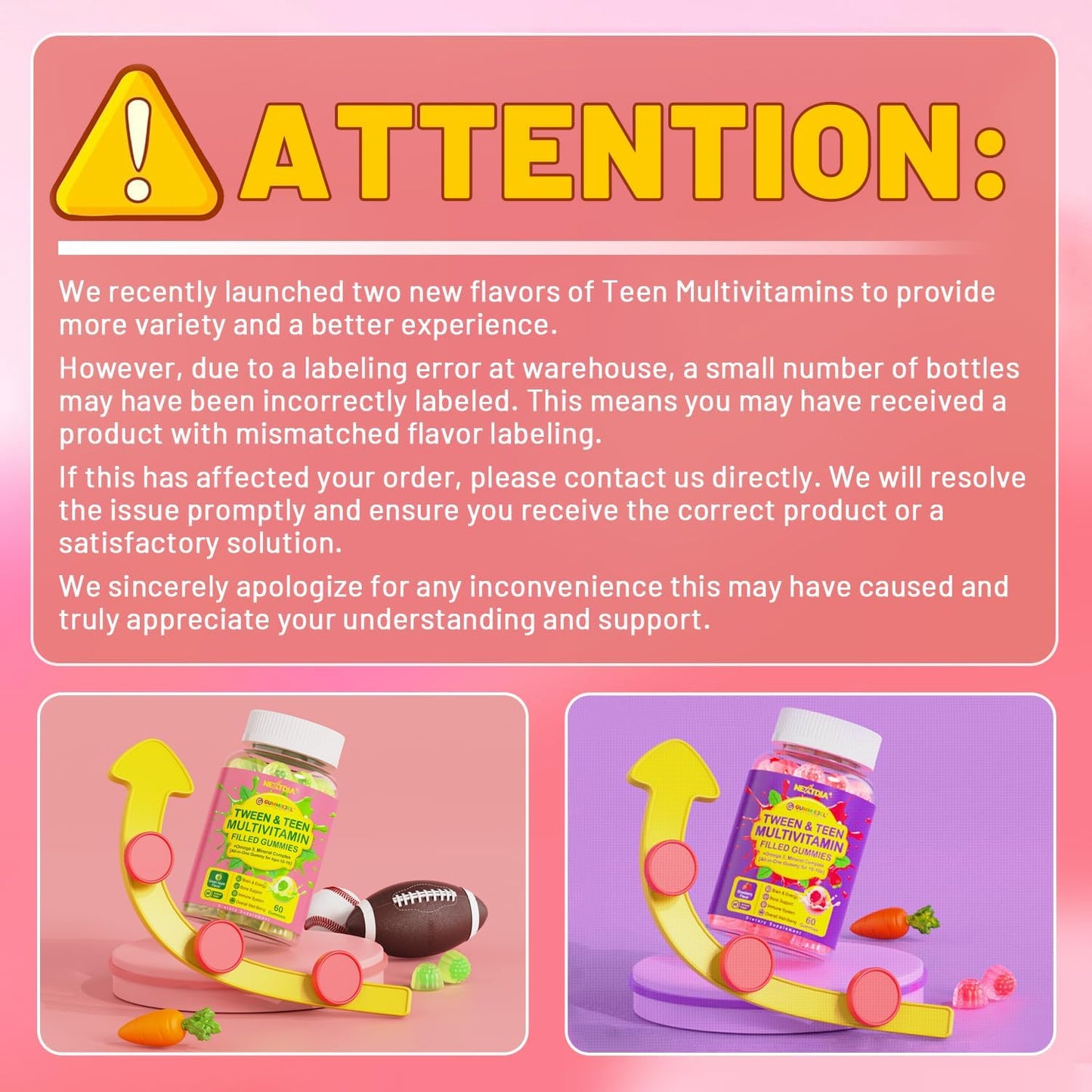 Nextdia Multivitamin Gummies with Iron for Teen Boys Girls 12-17, Kids/Children & Teenagers Ages 10–19 Vitamins w/Omega 3, Magnesium + Zinc, Multi-Minerals for Adolescent Brain, Bone, Energy, Immune