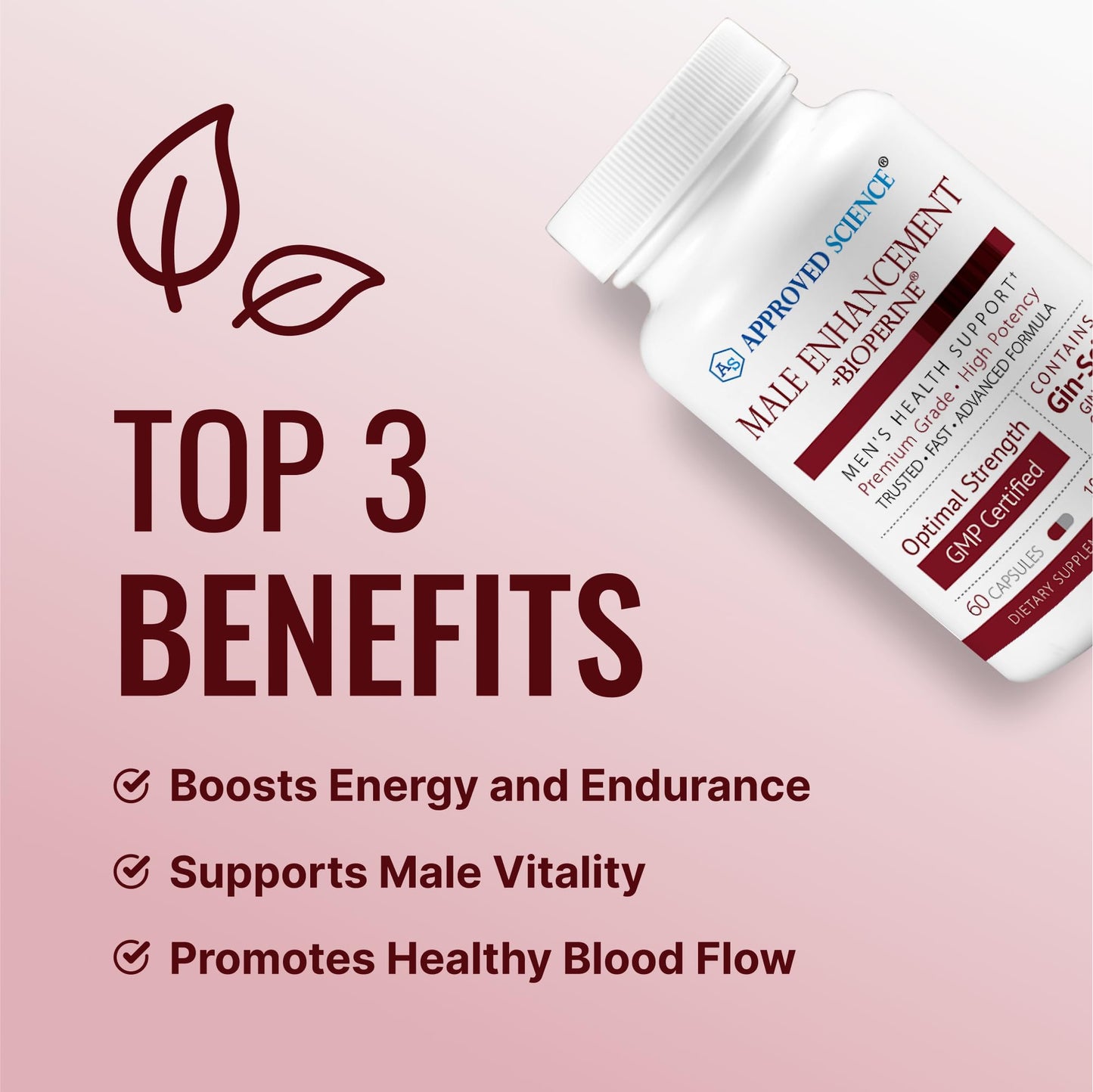 Approved Science® Male Enhancement - Boost Performance and Increase Drive - 180 Vegan Friendly Capsules (1 Bottle)