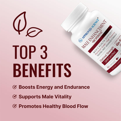 Approved Science® Male Enhancement - Boost Performance and Increase Drive - 180 Vegan Friendly Capsules (1 Bottle)