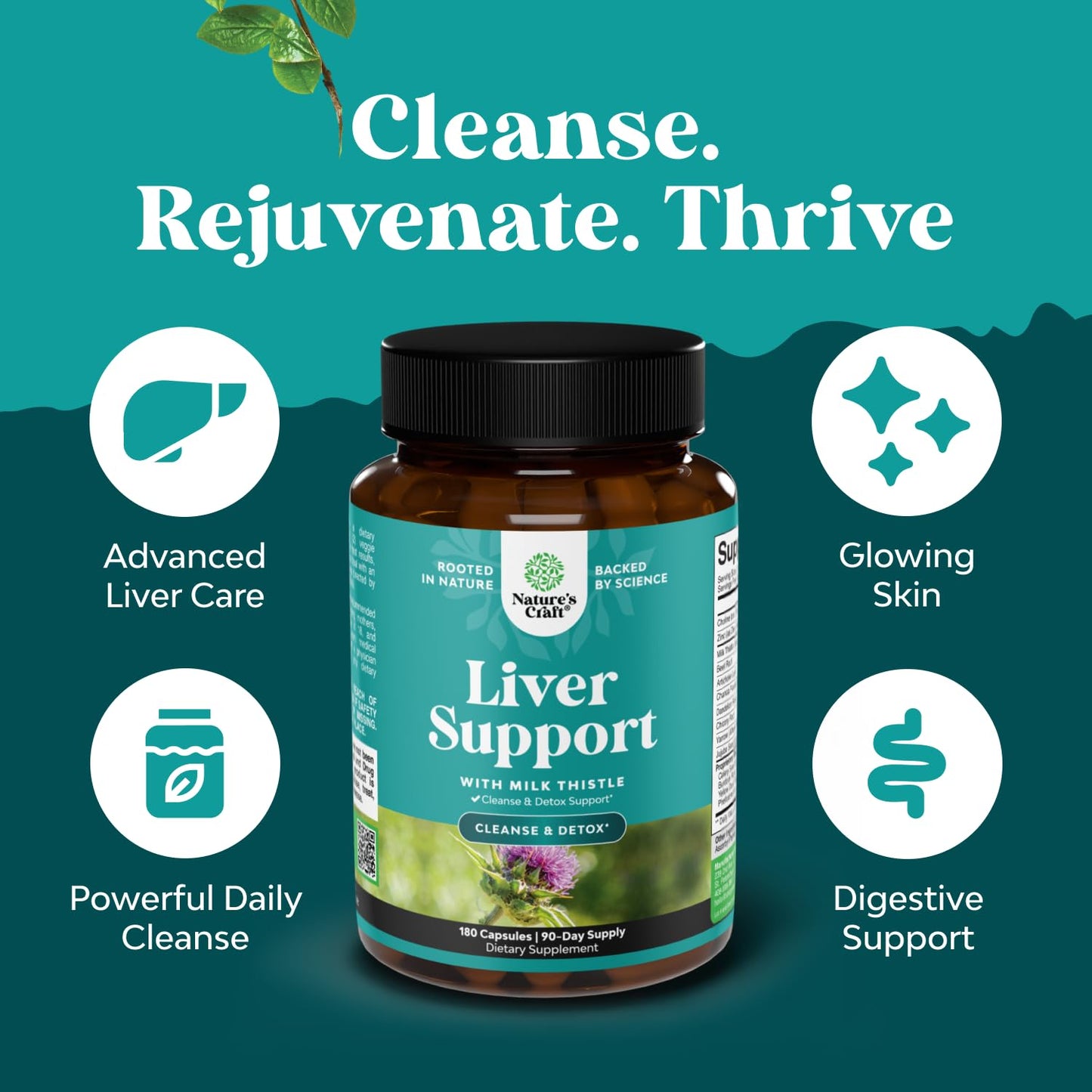 Liver Cleanse Detox & Repair - Milk Thistle Supplement for Digestion & Immunity Support - Ginger Root, Choline & Dandelion Root - Herbal Liver Support with Silymarin, Beetroot & Artichoke - 70 Count