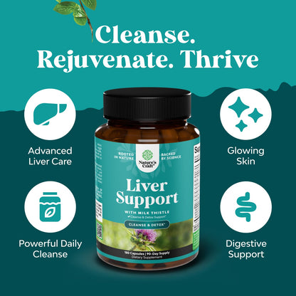 Liver Cleanse Detox & Repair - Milk Thistle Supplement for Digestion & Immunity Support - Ginger Root, Choline & Dandelion Root - Herbal Liver Support with Silymarin, Beetroot & Artichoke - 70 Count