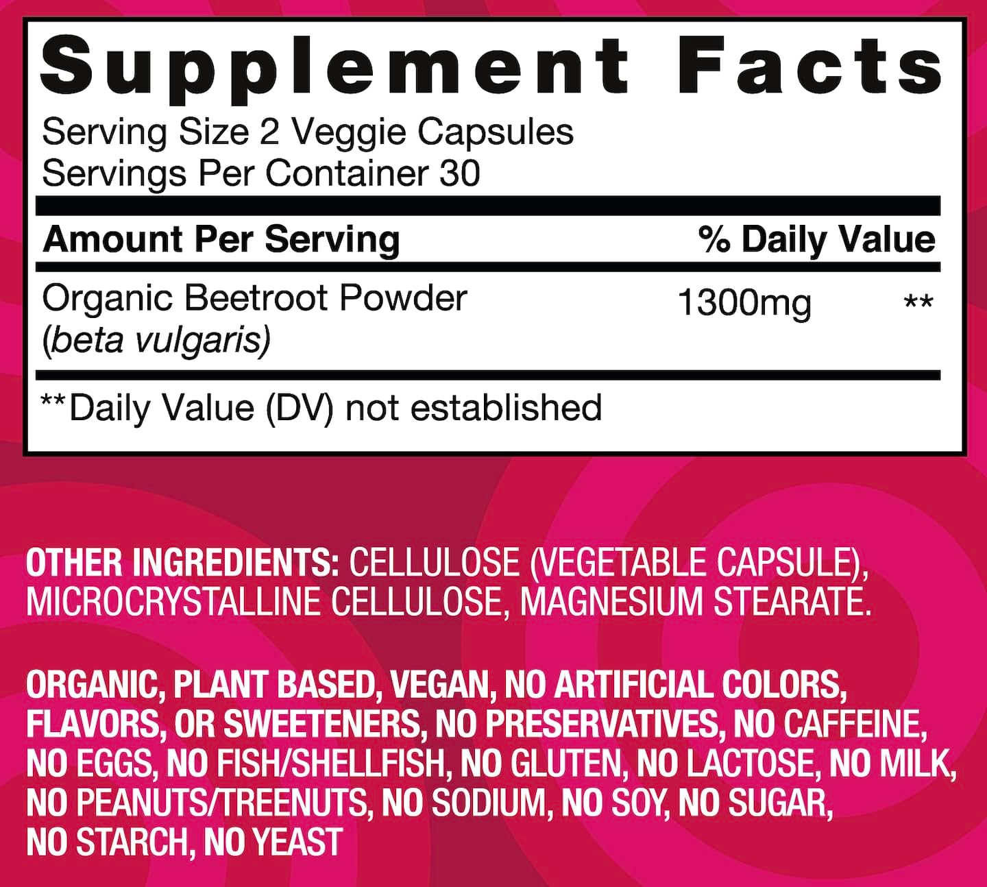 Harvest of Nature Beet Root Supplement 1300mg, 60 Capsules | Beet Root Powder, Energy & Endurance, Cardiovascular Health & Recovery, Vegan, Non-GMO