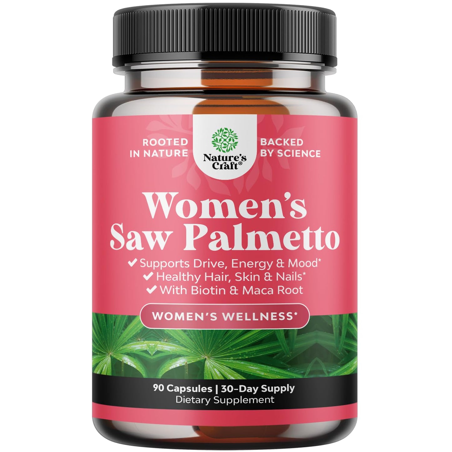 Saw Palmetto for Women 500mg - DHT Blocker for Women 30-Day Supply - Hair Vitamins for Hair Loss Supplement - Saw Palmetto Extract Capsules with Maca Root & Biotin - 90 Count