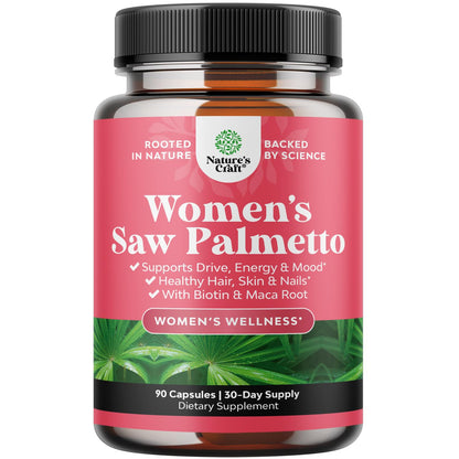 Saw Palmetto for Women 500mg - DHT Blocker for Women 30-Day Supply - Hair Vitamins for Hair Loss Supplement - Saw Palmetto Extract Capsules with Maca Root & Biotin - 90 Count