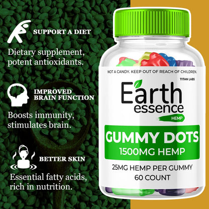 Earth Essence Gummies, Earth Essence Gummy Dots, Earth Essence Hemp Gummies Supplement