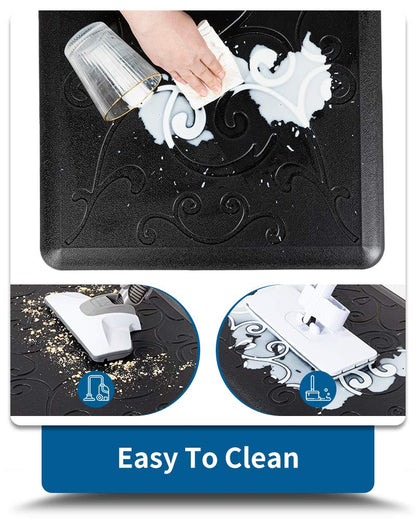 Floral Kitchen Floor Mats Cushioned Anti Fatigue for House 1/2 Inch Thick Non-Slip