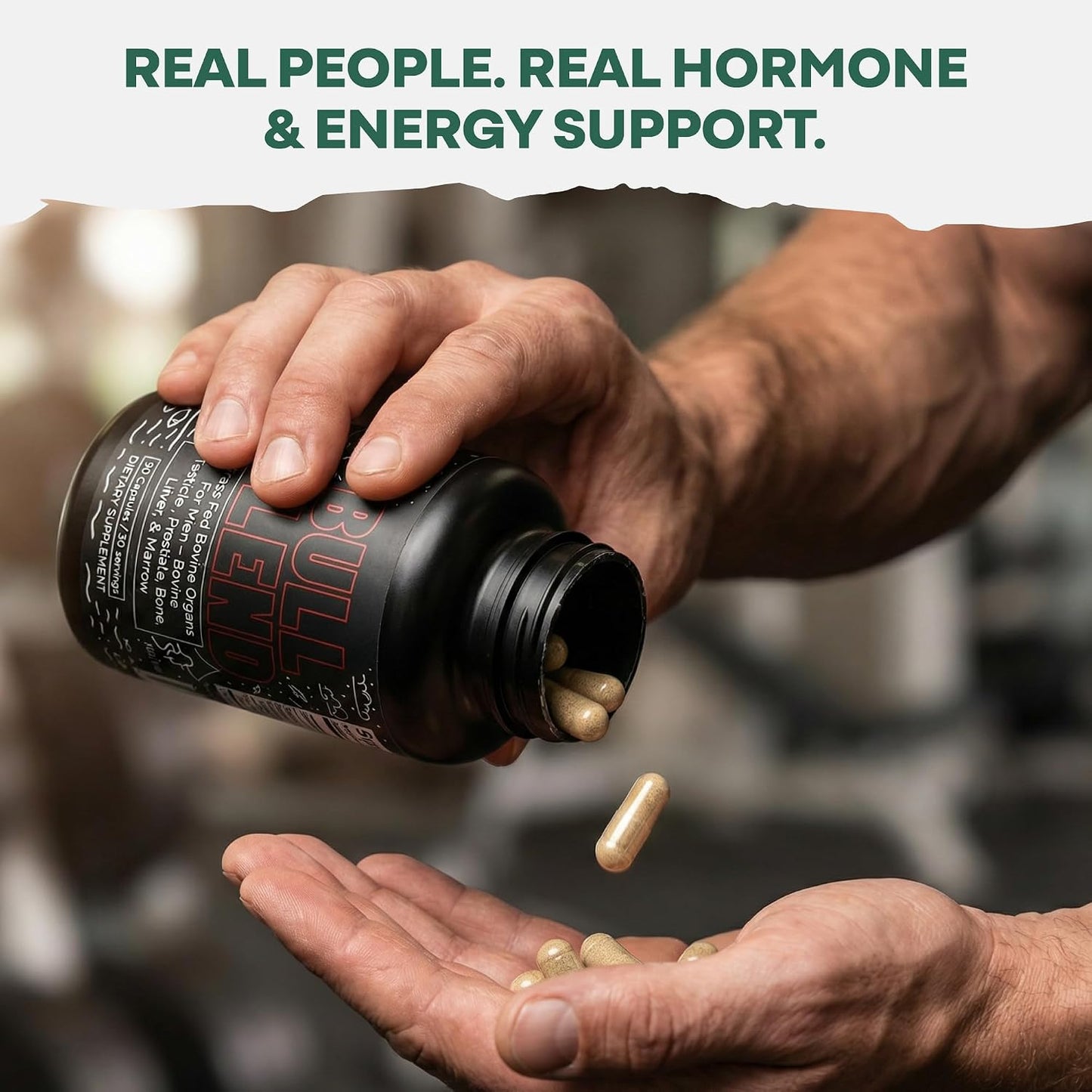 Wild Grass Fed Beef Organ Supplement for Men - Complete Ancestral Nutrition Complex with Beef Liver, Testicle, Prostate & Bone Matrix - Organ Meat Supplements - 30 Day Supply