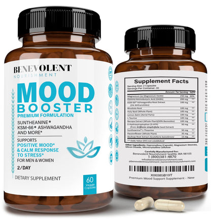 Calm Mood Booster Supplement - Natural Happy Pills for Stress, Sleep & Mood Support 