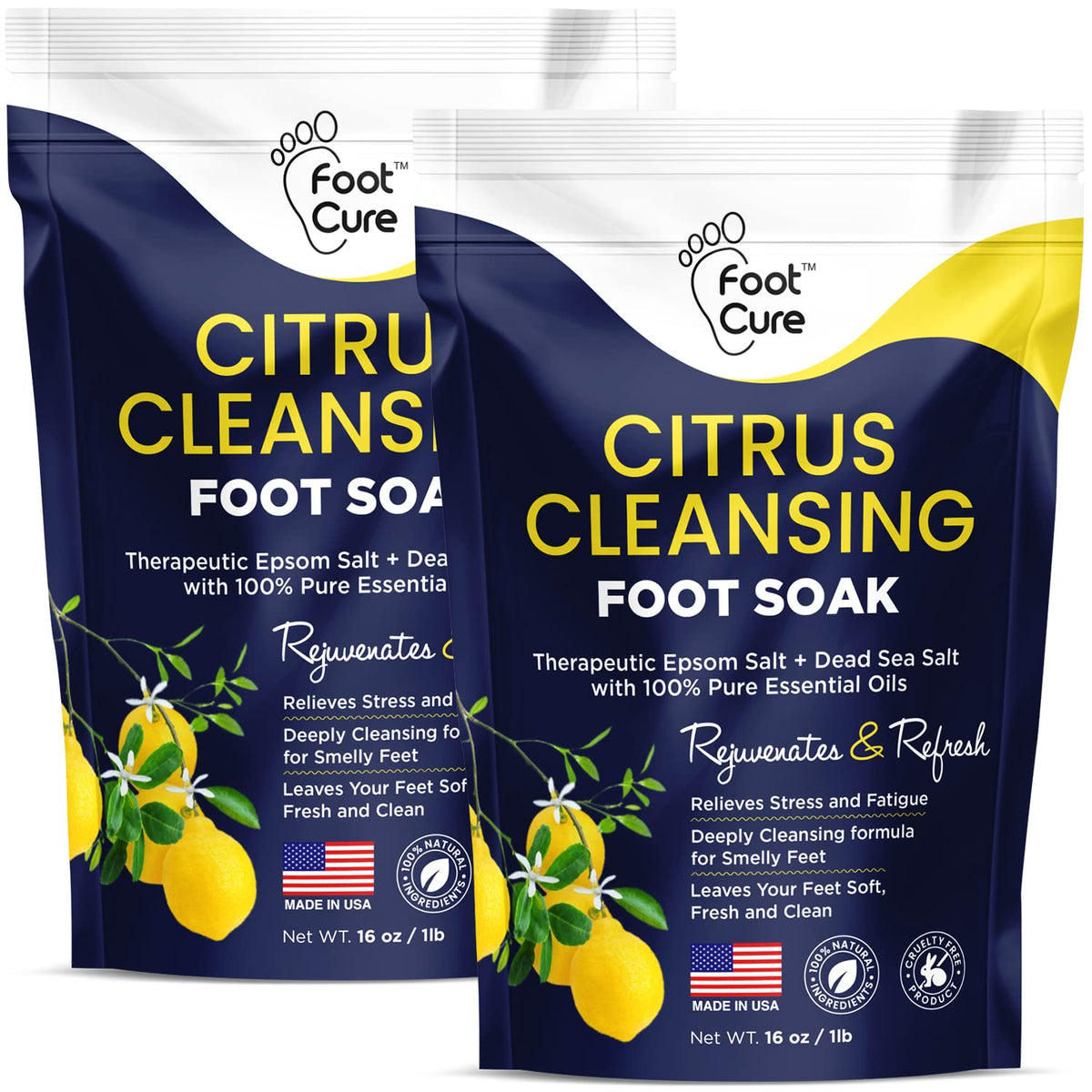 Citrus Detox Foot Soak With Epsom Salts - for Foot Callus, Immune Boost, Damaged Toenail