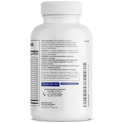 Bronson ONE Daily Mens 50+ Complete Multivitamin Multimineral, 180 Tablets | Once-Daily, Targeted Nutrition For Active Men Over 50, Non-GMO, Gluten-Free, Soy-Free