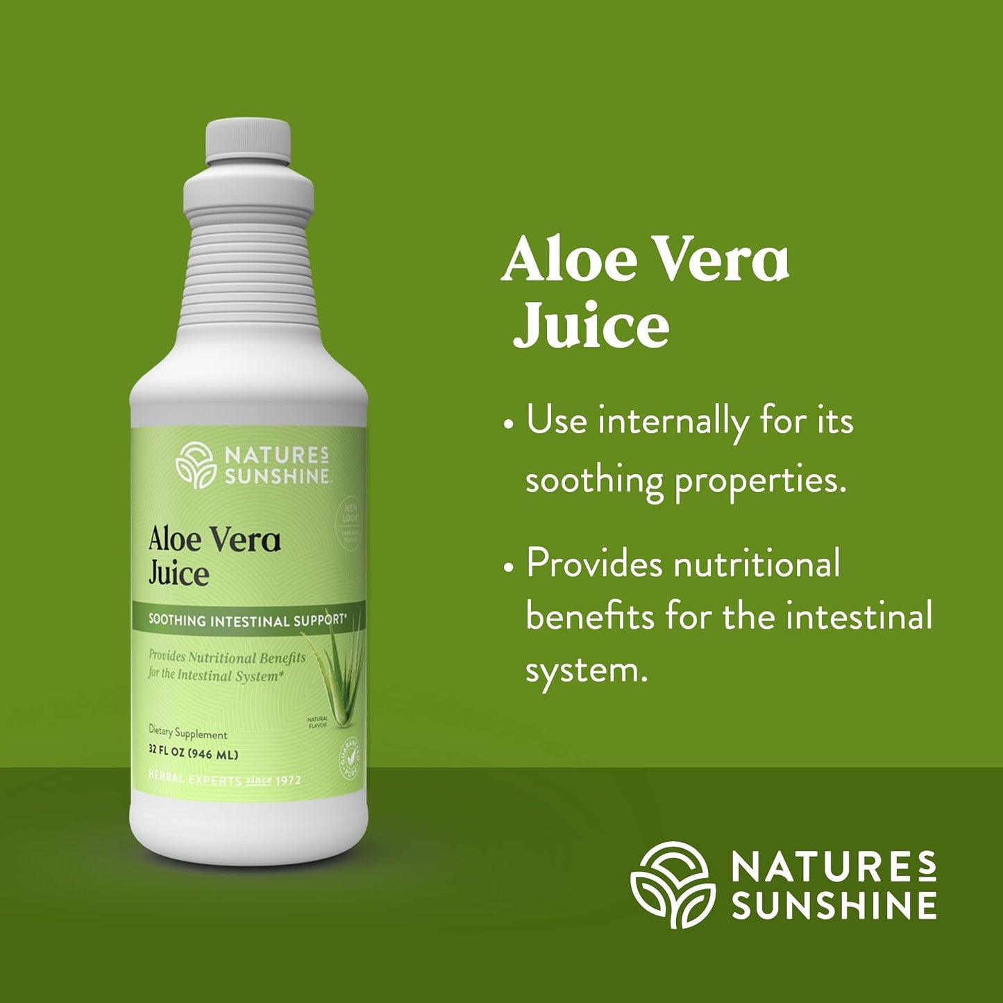 Nature's Sunshine Aloe Vera Juice Dietary Supplement – Soothing Intestinal Support, Inner Leaf Concentrate, 32 fl. oz.