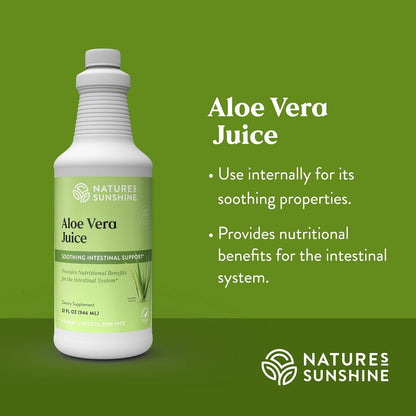 Nature's Sunshine Aloe Vera Juice Dietary Supplement – Soothing Intestinal Support, Inner Leaf Concentrate, 32 fl. oz.