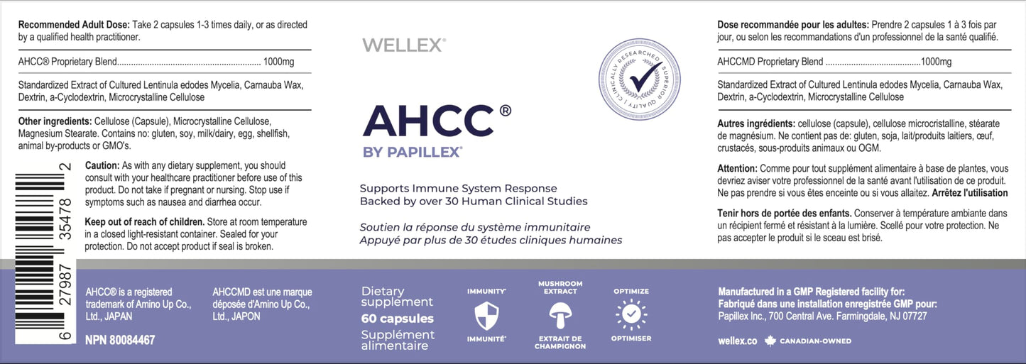 AHCC Supplement - Maximum Strength - Natural Immune Support Extract - Maintains Natural Killer Cell Activity - 20+ Human Research Studies - 60 Veggie Capsules (1 Pack)
