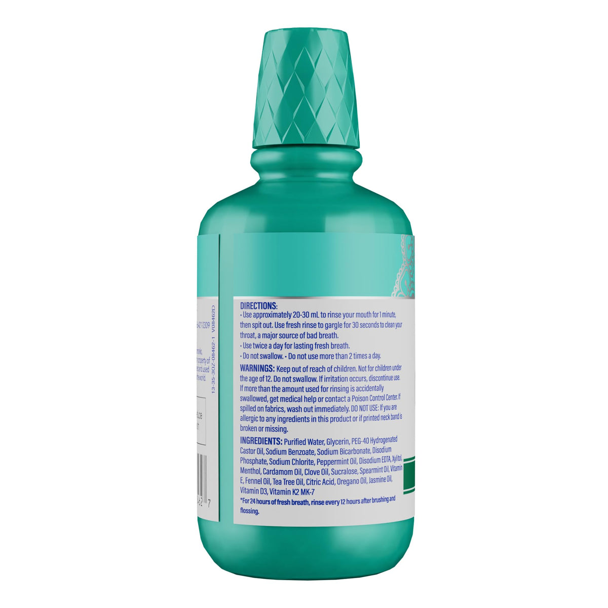 GuruNanda Fresh Breath Mouthwash – 12-Hour Fresh Breath & Helps Fight Bad Breath – ADA Accepted, Alcohol & Fluoride-Free Oral Rinse, Wild Mint - 16 oz, Pack of 2