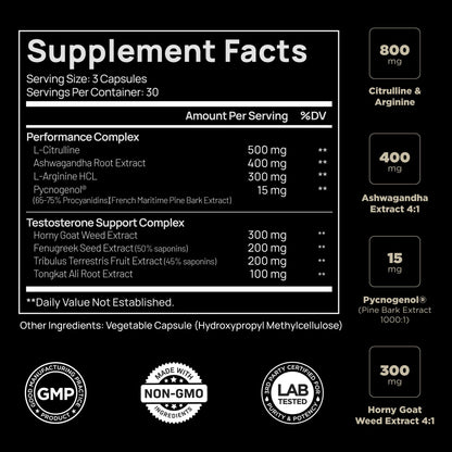 21,800mg Testosterone Booster for Men 8X Strength w. Ashwagandha, Tongkat Ali