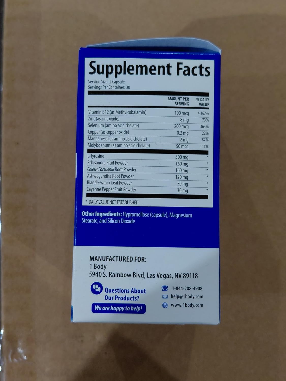 1 Body Thyroid Support for Women, No Added Iodine Formula, 60 Vegan Caps