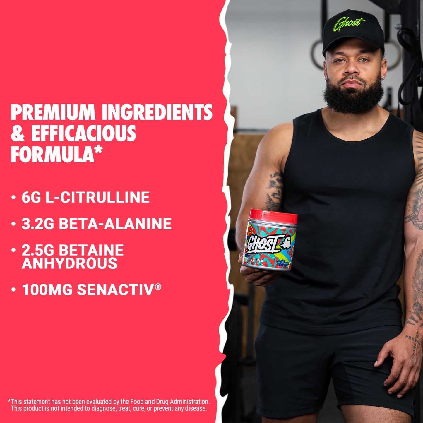 GHOST Legend Pre Workout Powder, Sonic Cherry Limeade - 30 Servings – Pre-Workout for Men & Women with Choline, L-Citrulline, & Beta Alanine for Energy & Focus