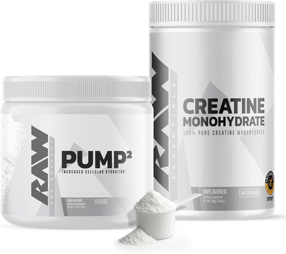 RAW Nutrition Creatine Monohydrate & Unflavored Pre-Workout Powder Bundle