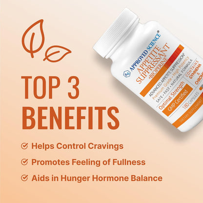 Approved Science® Appetite Suppressant - Gymnema, Chromium, Cayenne Pepper - 180 Capsules - Pack of 1 - Made in The USA
