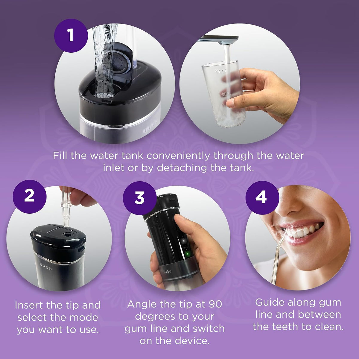GuruNanda Portable Water Flosser Cordless, Sensitive Gums Friendly, 1ct