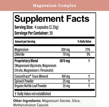 Mama Bear Magnesium Complex Supplement, 120 Capsules | 4 Forms - Glycinate, Citrate, L-Threonate & Elemental, Plus Nettles & Spinach Support Nutrition, Calm & Skeletal & Brain Health